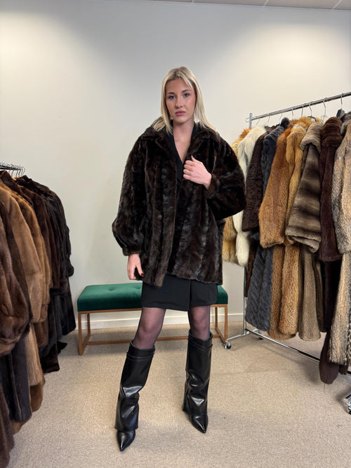 Women's Brown Mink fur coat, size L
