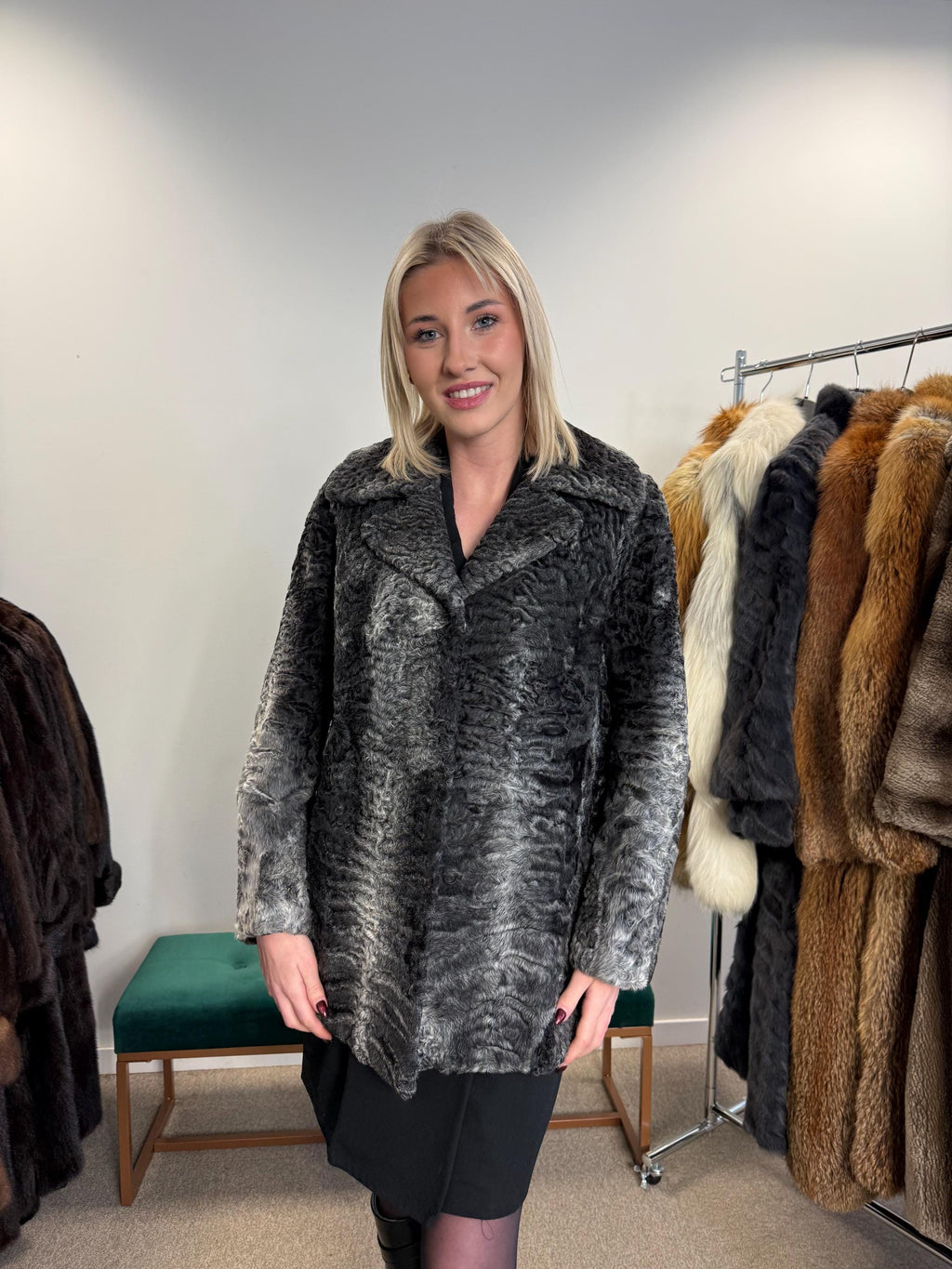 Grey Astrakhan Jacket, Medium Size, Swakara Astrakhan Jacket, Vintage Fur Coat, Womens Fur Coat, Real Fur Coat, Grey Fur Coat, Astrakhan Fur