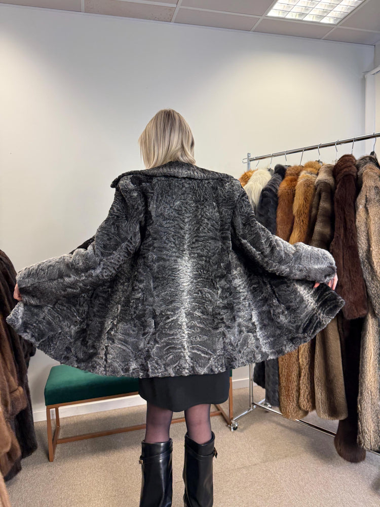 Grey Astrakhan Jacket, Medium Size, Swakara Astrakhan Jacket, Vintage Fur Coat, Womens Fur Coat, Real Fur Coat, Grey Fur Coat, Astrakhan Fur