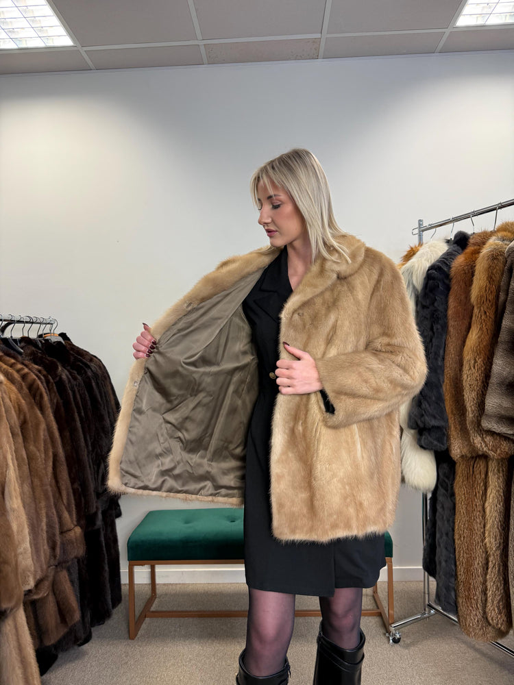 White Mink Fur Jacket, M/L Size, Women's Fur Coat, Vintage Fur Coat, Real Fur Jacket, Mink Jacket, Cream Mink Fur, Mink Fur Coat, White Mink