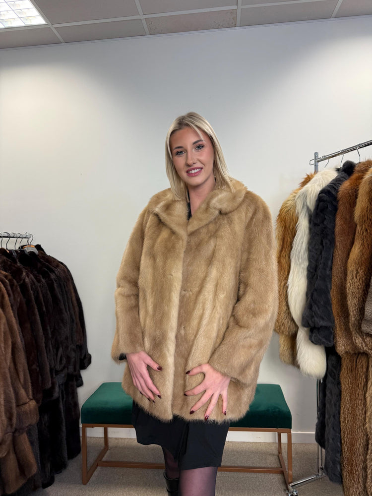 White Mink Fur Jacket, M/L Size, Women's Fur Coat, Vintage Fur Coat, Real Fur Jacket, Mink Jacket, Cream Mink Fur, Mink Fur Coat, White Mink