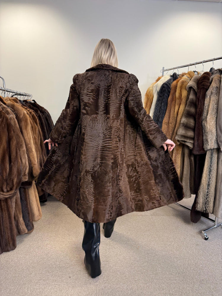 Brown Astrakhan Fur Coat, Medium Size, Swakara Astrakhan Coat, Vintage Fur Coat, Women's Fur Coat, Real Fur Coat, Fur Coat, Astrakhan Coat
