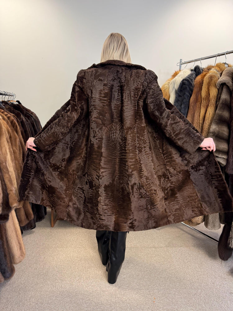 Brown Astrakhan Fur Coat, Medium Size, Swakara Astrakhan Coat, Vintage Fur Coat, Women's Fur Coat, Real Fur Coat, Fur Coat, Astrakhan Coat