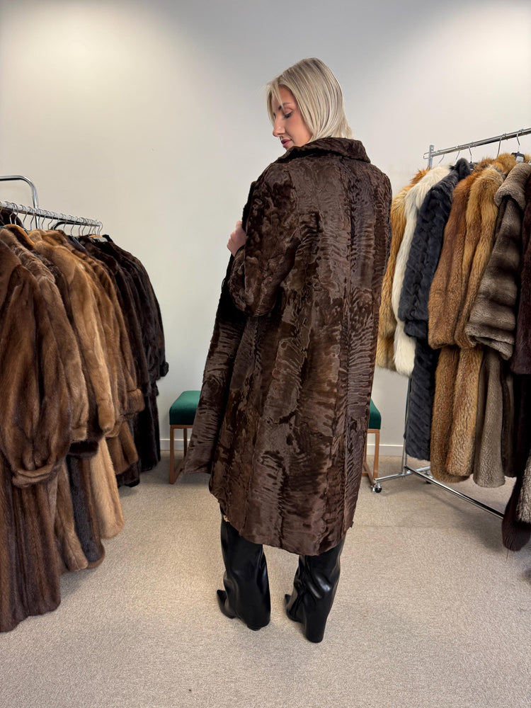 Brown Astrakhan Fur Coat, Medium Size, Swakara Astrakhan Coat, Vintage Fur Coat, Women's Fur Coat, Real Fur Coat, Fur Coat, Astrakhan Coat