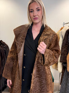 Green Astrakhan Leather Coat, S Size, Double Sided Coat, Vintage Fur Coat, Real Fur Coat, Fur Leather Coat, Womens Fur Coat, Astrakhan Fur
