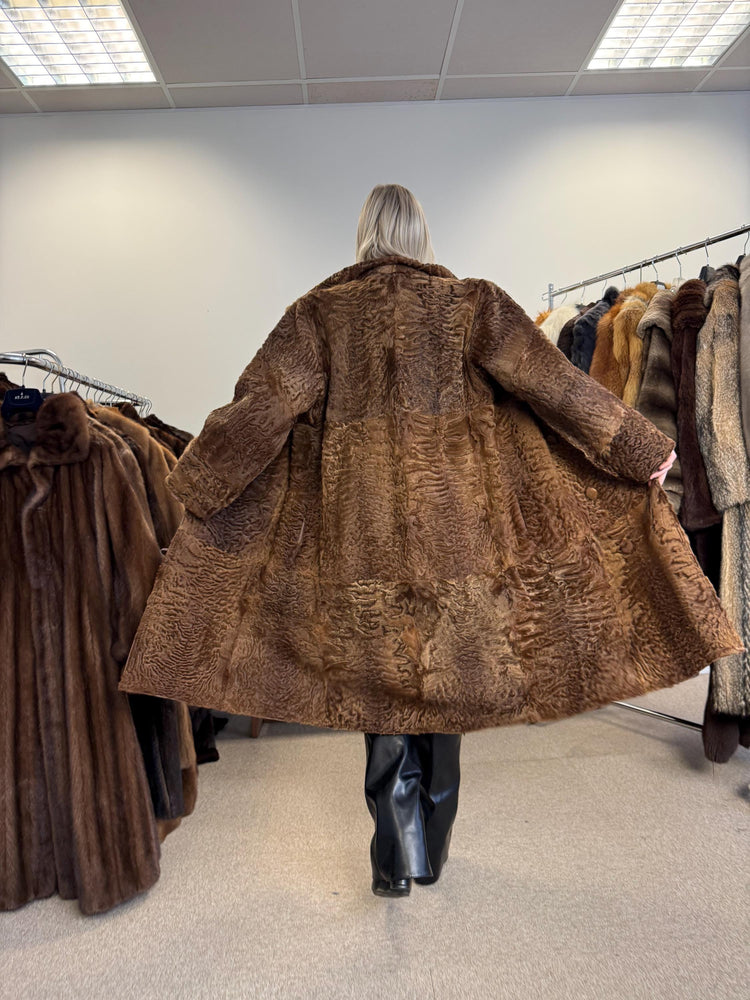 Green Astrakhan Leather Coat, S Size, Double Sided Coat, Vintage Fur Coat, Real Fur Coat, Fur Leather Coat, Womens Fur Coat, Astrakhan Fur