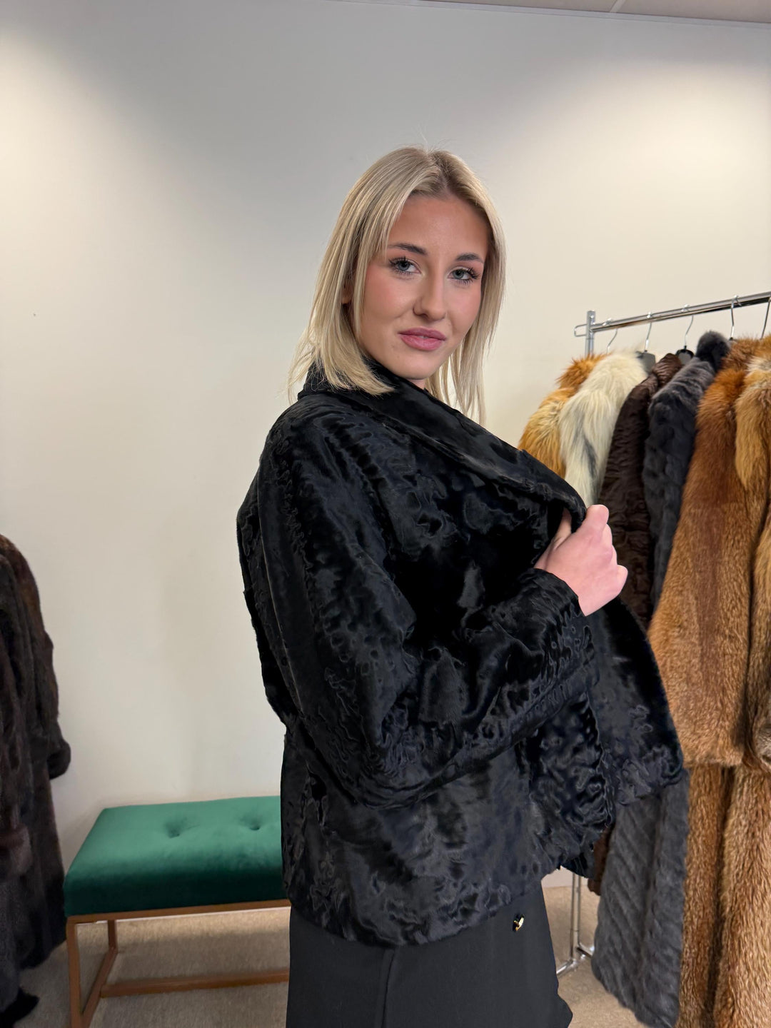 Swakara Astrakhan Jacket, XL Size, Real Fur Jacket, Astrakhan Fur Coat, Vintage Fur Coat, Black Fur Coat, Thick Fur Jacket, Astrakhan Jacket