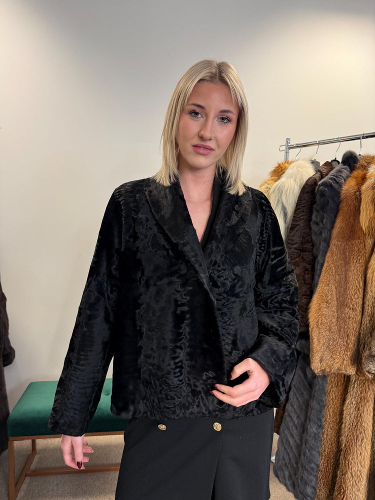 Swakara Astrakhan Jacket, XL Size, Real Fur Jacket, Astrakhan Fur Coat, Vintage Fur Coat, Black Fur Coat, Thick Fur Jacket, Astrakhan Jacket