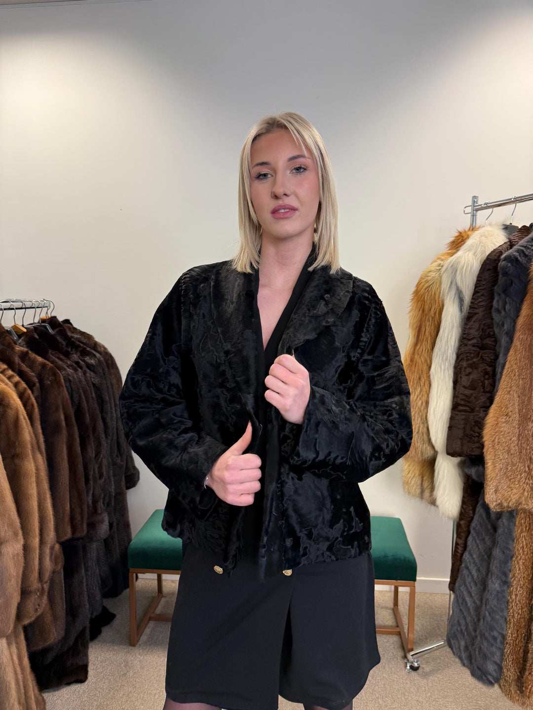 Swakara Astrakhan Jacket, XL Size, Real Fur Jacket, Astrakhan Fur Coat, Vintage Fur Coat, Black Fur Coat, Thick Fur Jacket, Astrakhan Jacket