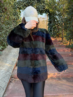 Women's Blue Sheared Rabbit fur coat, size M