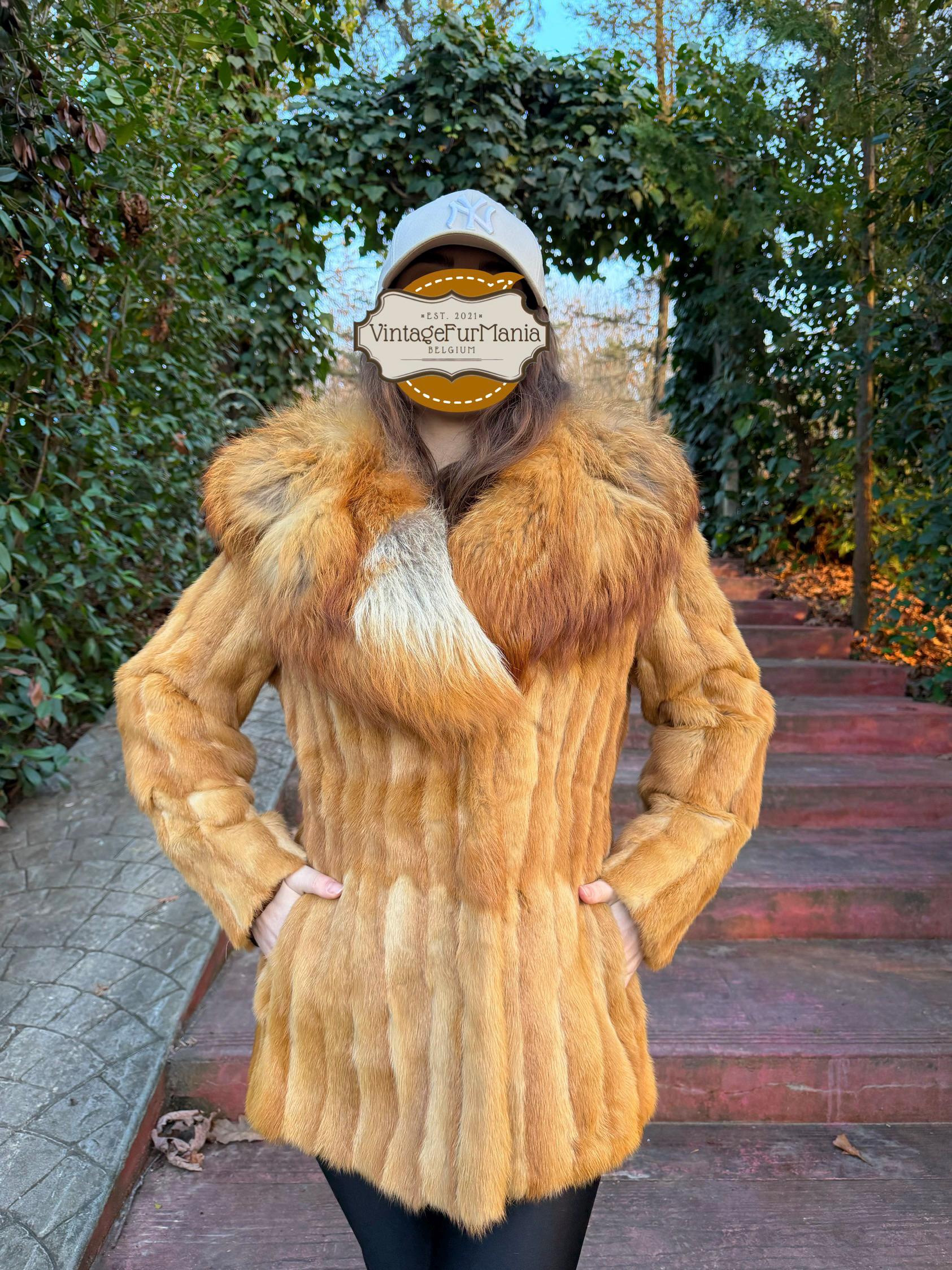Golden Weasel Fur Coat, S/M Size, Womens Fur Coat, Real Weasel Fur Coat, Weasel Coat Women, Vintage Fur Coat, Fur Coat Weasel, Real Fur Coat