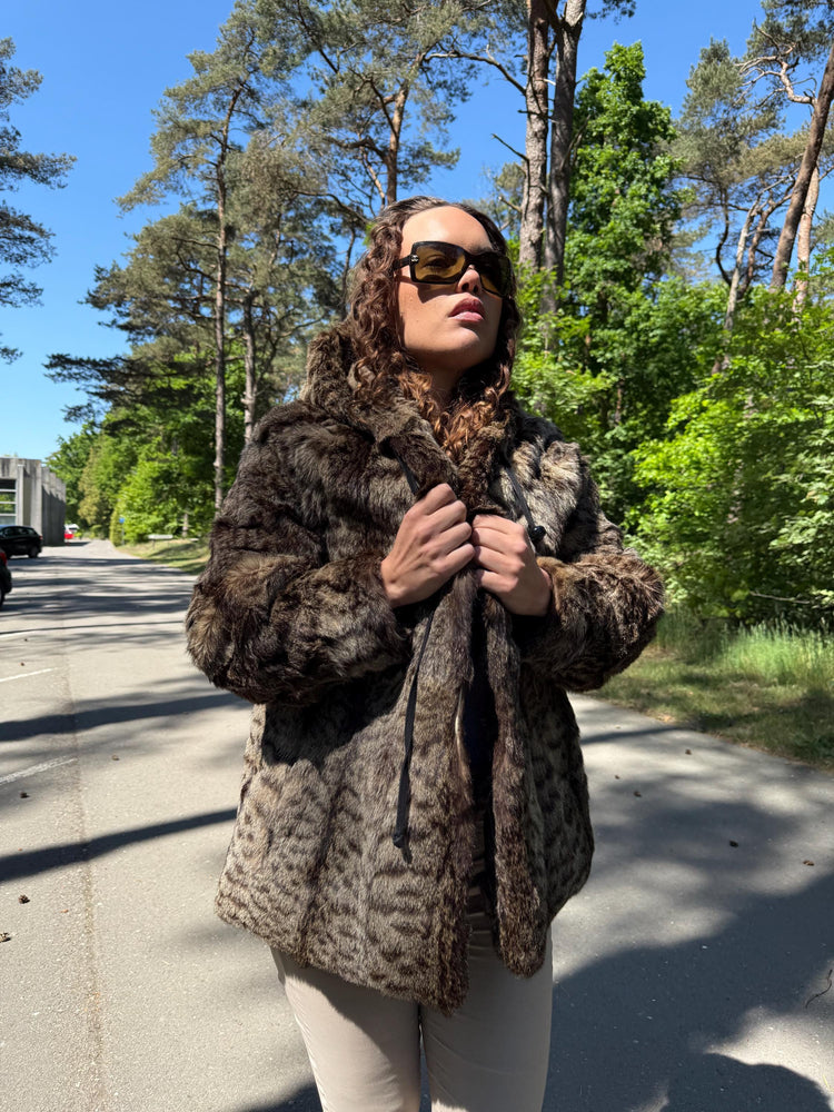 Hooded Lynx Fur Coat, Medium Size, Vintage Fur Coat, Real Lynx Coat, Lynx Fur, Women's Fur Coat, Lynx Coat, Real Fur Coat, Fur Coat Lynx