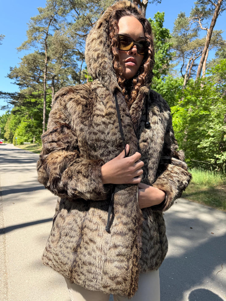 Hooded Lynx Fur Coat, Medium Size, Vintage Fur Coat, Real Lynx Coat, Lynx Fur, Women's Fur Coat, Lynx Coat, Real Fur Coat, Fur Coat Lynx