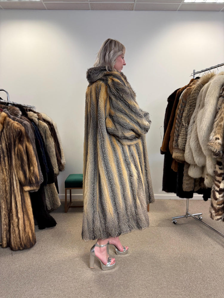 Grey Fox Fur Coat, XXL Size, Full-Length Fox Coat, Vintage Fur Coat, Real Fox Coat, Soft Grey Fox Coat, Long Fur Coat, Gray Fox Coat, Fox