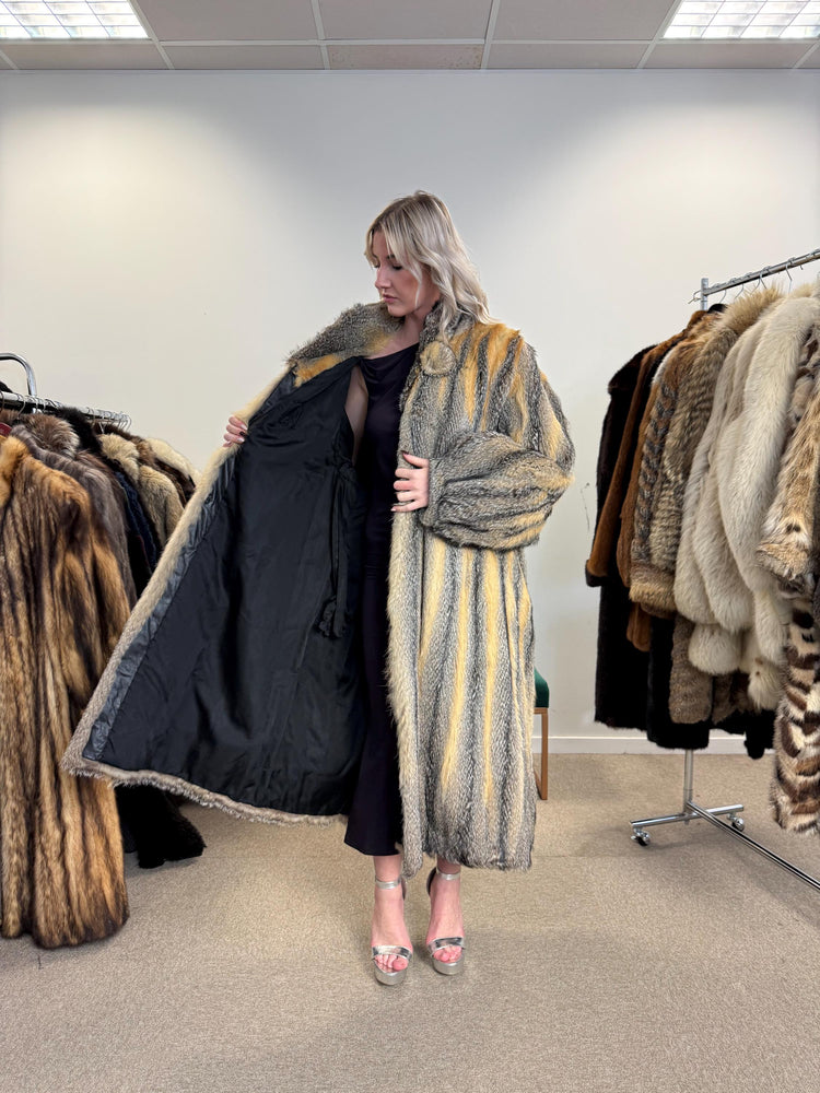 Grey Fox Fur Coat, XXL Size, Full-Length Fox Coat, Vintage Fur Coat, Real Fox Coat, Soft Grey Fox Coat, Long Fur Coat, Gray Fox Coat, Fox