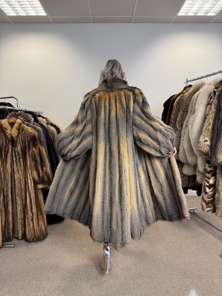 Grey Fox Fur Coat, XXL Size, Full-Length Fox Coat, Vintage Fur Coat, Real Fox Coat, Soft Grey Fox Coat, Long Fur Coat, Gray Fox Coat, Fox