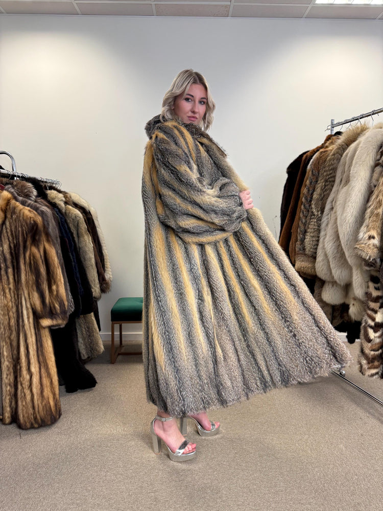Grey Fox Fur Coat, XXL Size, Full-Length Fox Coat, Vintage Fur Coat, Real Fox Coat, Soft Grey Fox Coat, Long Fur Coat, Gray Fox Coat, Fox