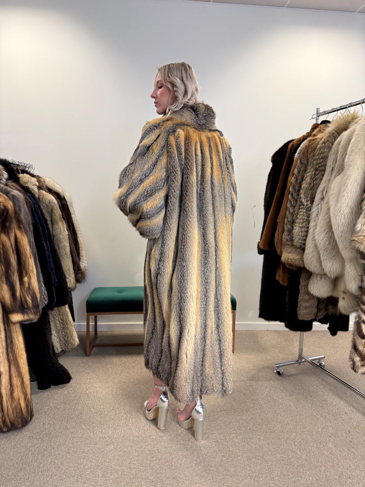 Grey Fox Fur Coat, XXL Size, Full-Length Fox Coat, Vintage Fur Coat, Real Fox Coat, Soft Grey Fox Coat, Long Fur Coat, Gray Fox Coat, Fox