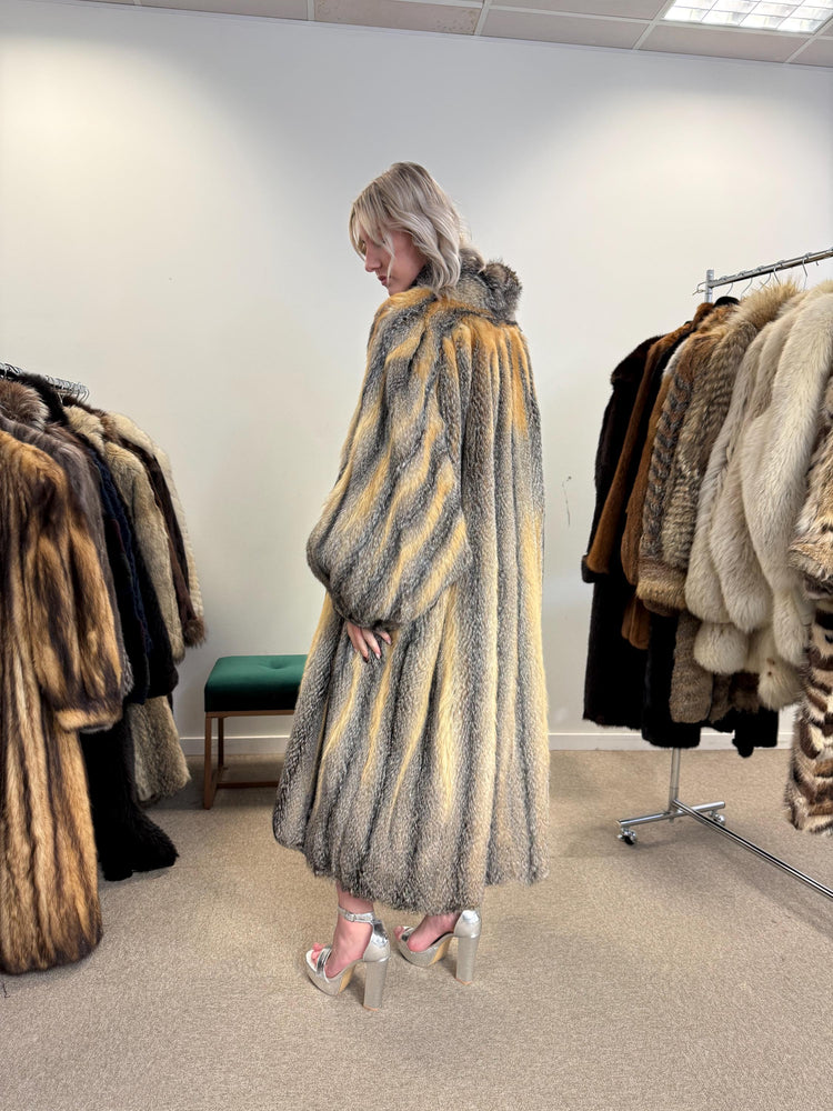 Grey Fox Fur Coat, XXL Size, Full-Length Fox Coat, Vintage Fur Coat, Real Fox Coat, Soft Grey Fox Coat, Long Fur Coat, Gray Fox Coat, Fox