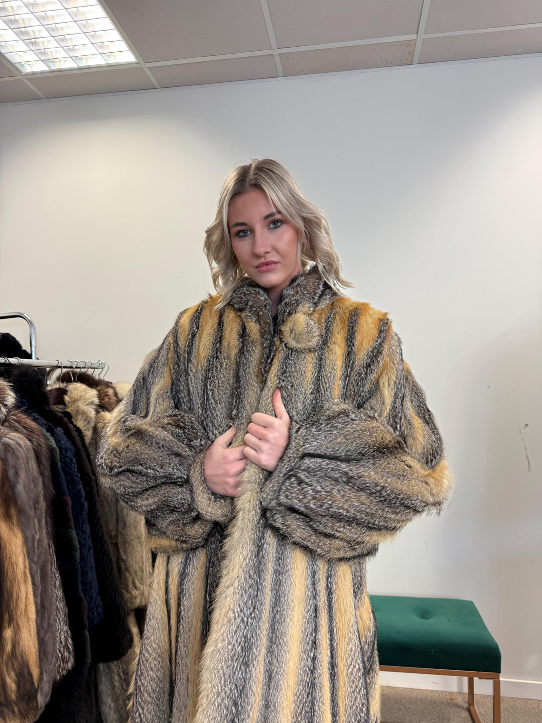 Grey Fox Fur Coat, XXL Size, Full-Length Fox Coat, Vintage Fur Coat, Real Fox Coat, Soft Grey Fox Coat, Long Fur Coat, Gray Fox Coat, Fox