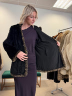Sheared Rex Rabbit Fur Coat, Small Size, Black Rabbit Fur Coat, Hooded Rabbit Fur Coat, Vintage Fur Coat, Women's Fur Coat, Real Rabbit Fur