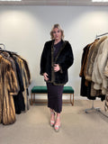 Sheared Rex Rabbit Fur Coat, Small Size, Black Rabbit Fur Coat, Hooded Rabbit Fur Coat, Vintage Fur Coat, Women's Fur Coat, Real Rabbit Fur