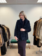 Women's Blue Sheep fur jacket, size S