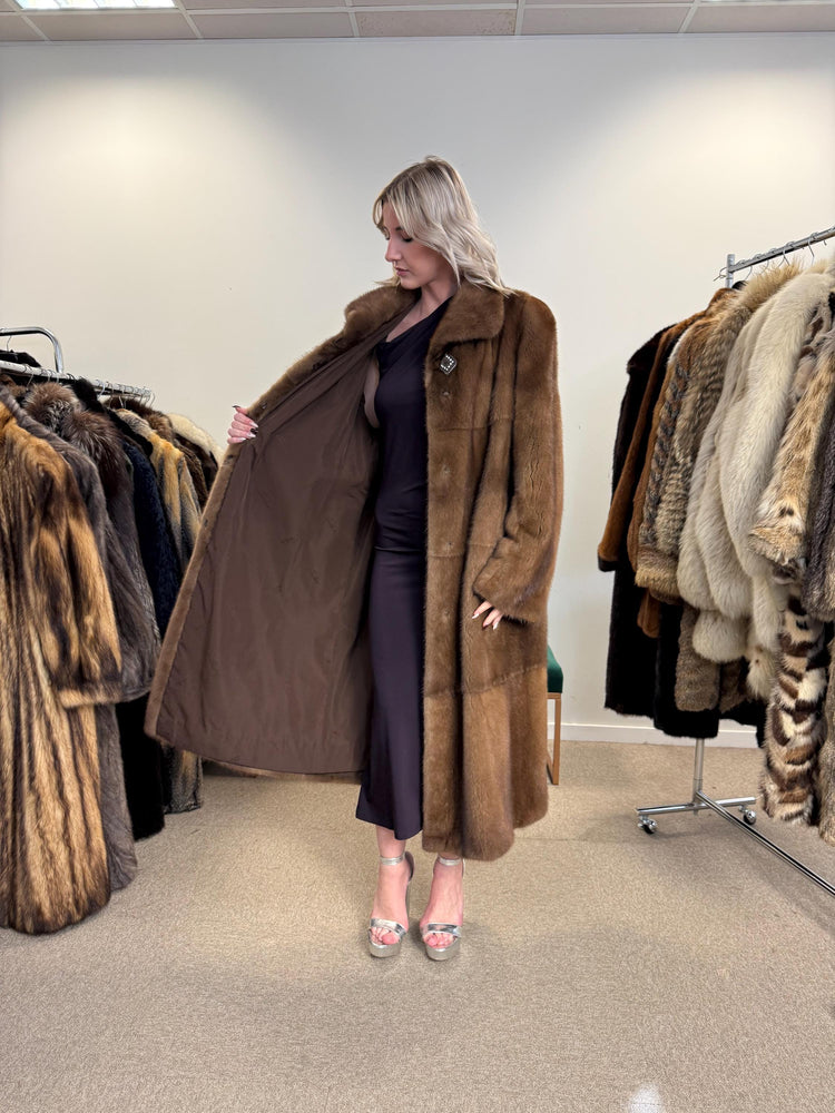 Pastel Mink Fur Coat, L/XL Size, Women's Fur Coat, Italian Skin Fur Coat, Light & Luxury Fur Coat, Full-Length Mink Coat, Pastel Mink Fur