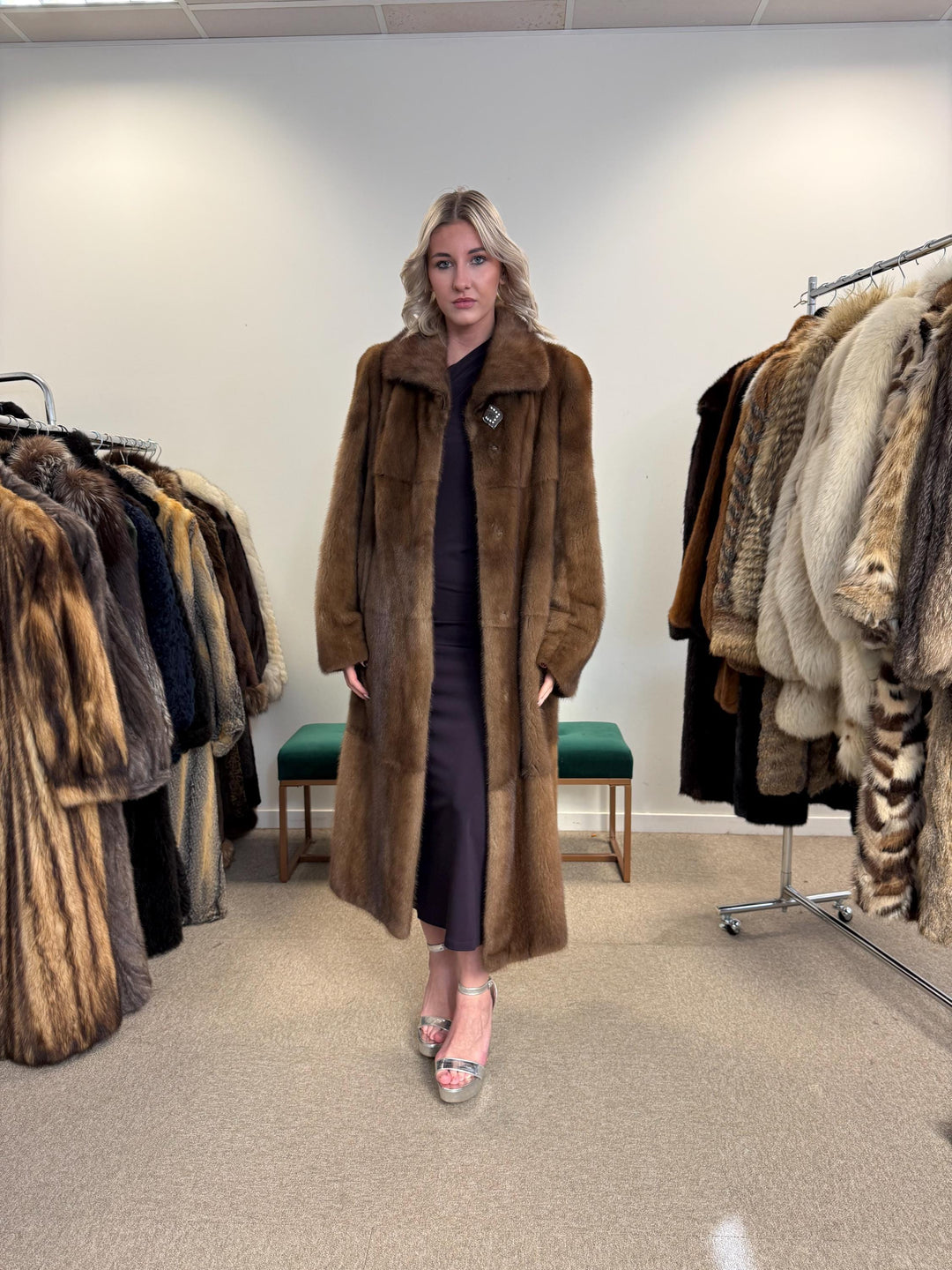 Pastel Mink Fur Coat, L/XL Size, Women's Fur Coat, Italian Skin Fur Coat, Light & Luxury Fur Coat, Full-Length Mink Coat, Pastel Mink Fur