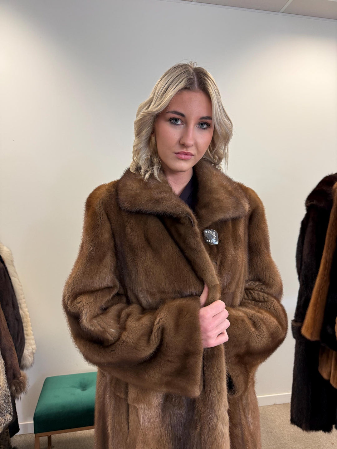 Pastel Mink Fur Coat, L/XL Size, Women's Fur Coat, Italian Skin Fur Coat, Light & Luxury Fur Coat, Full-Length Mink Coat, Pastel Mink Fur