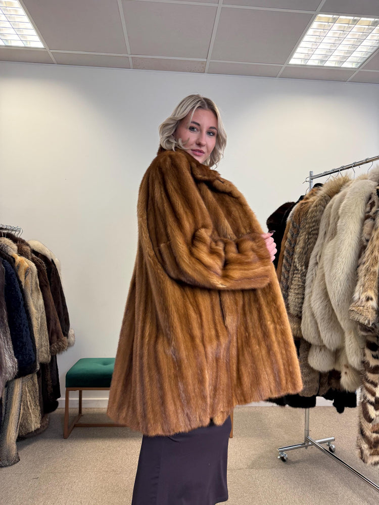 Mink Fur Coat, Large Size, Light Brown Mink Coat, Real Fur Coat, Vintage Fur Coat, Women's Fur Coat, Soft Mink Coat, Thick Mink Fur Coat