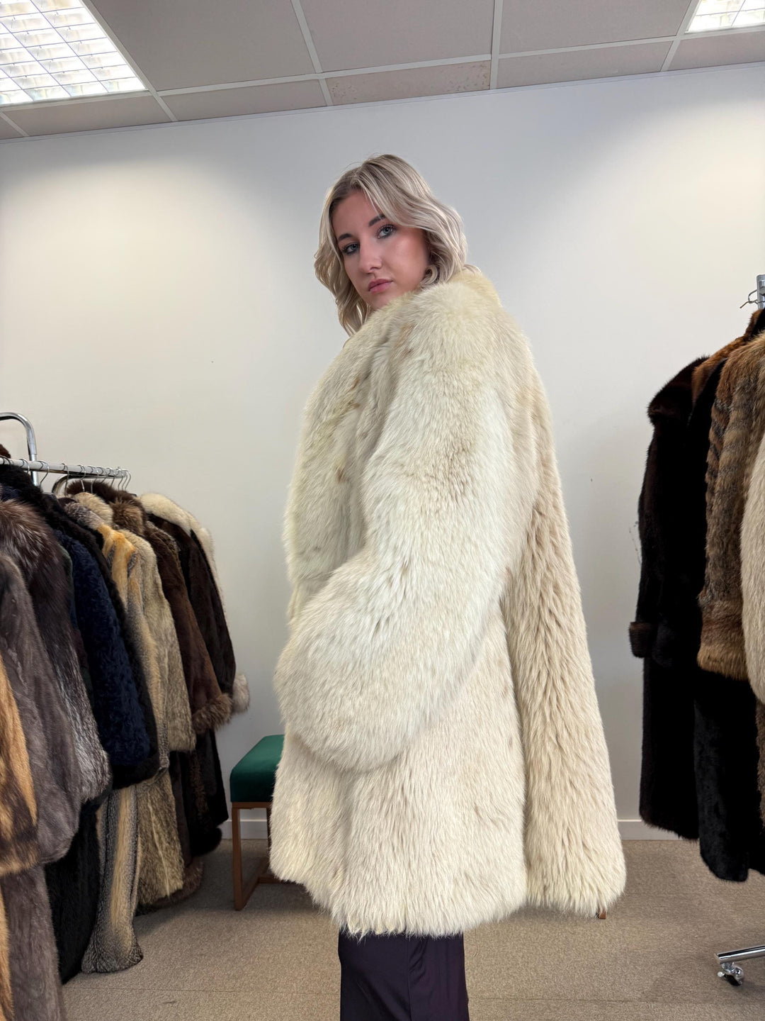 Lynx and Fox Fur Coat, XL Size, White Fox Fur Coat, Lynx Fox Coat, Lynx Fur Coat, Vintage Fur Coat, Women's Fur Coat, Luxurious Fur Coat