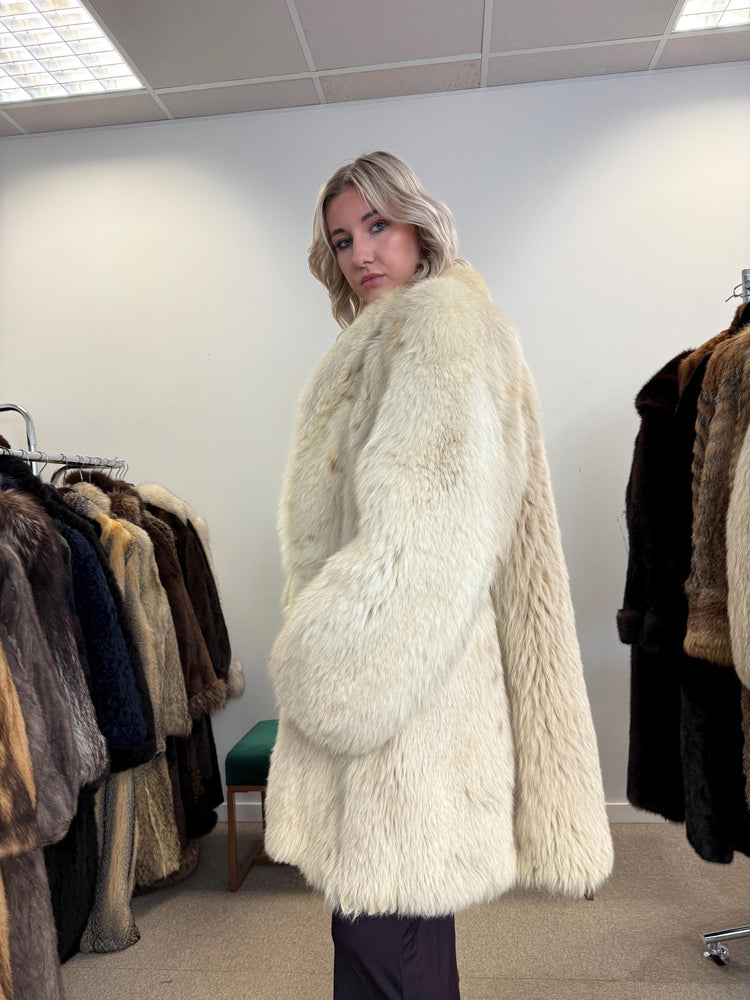 Lynx and Fox Fur Coat, XL Size, White Fox Fur Coat, Lynx Fox Coat, Lynx Fur Coat, Vintage Fur Coat, Women's Fur Coat, Luxurious Fur Coat