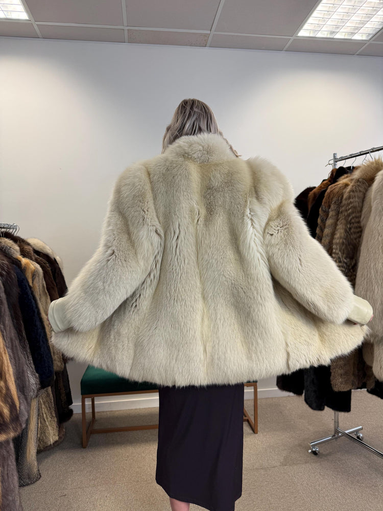 White Fox Fur Coat, Medium Size, Vintage Fur Coat, Women's Fur Coat, Zipper Fox Fur Coat, Real Fox, Soft Fur Coat, White Fox Coat, White Fox