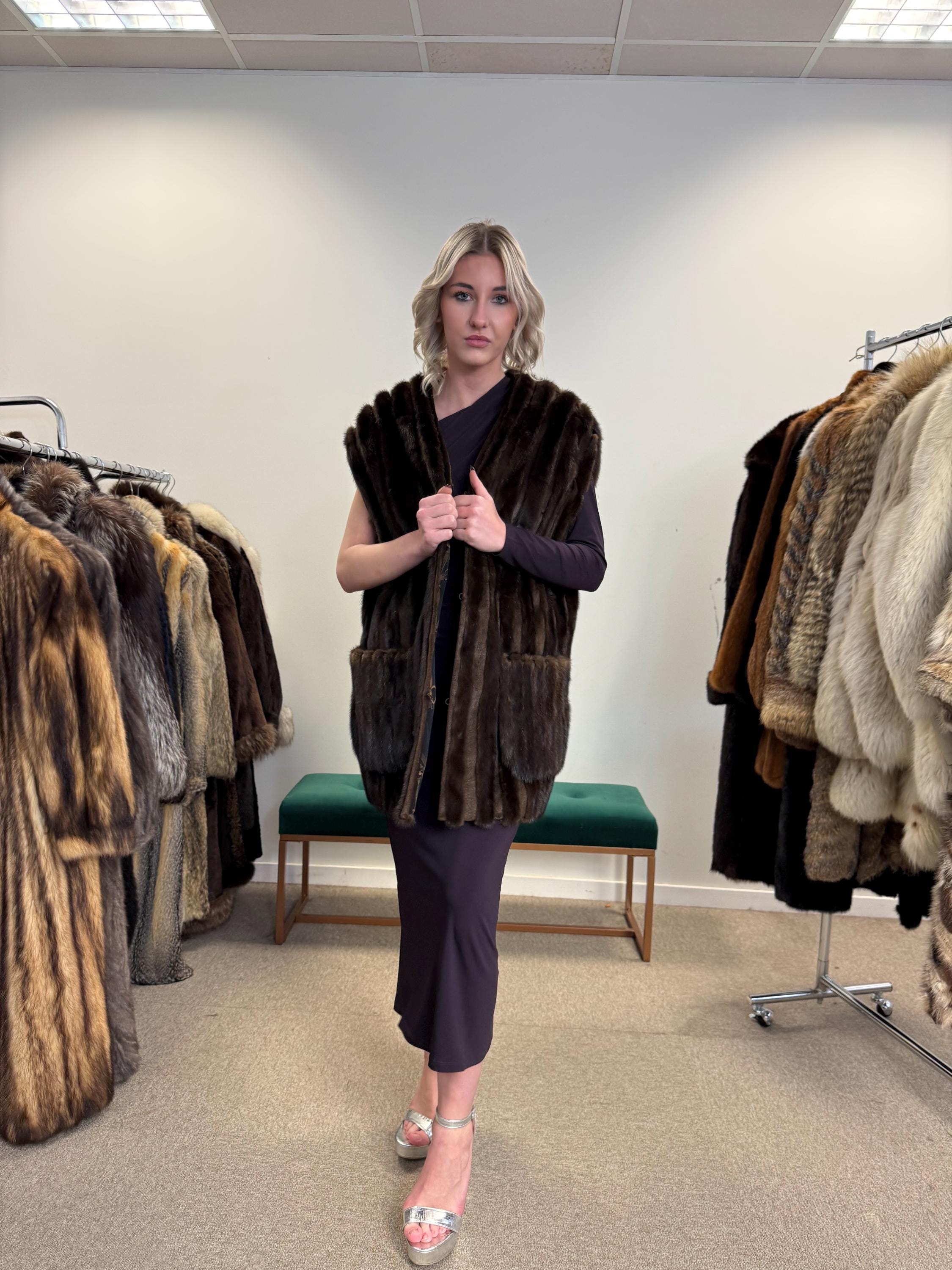 Brown Mink Vest, XXL Size, Real Mink Vest, Luxury Fur Vest, Vintage Fur Vest, Real Mink Fur, Women's Fur Coat, Soft Fur Vest, Mink Vest Fur