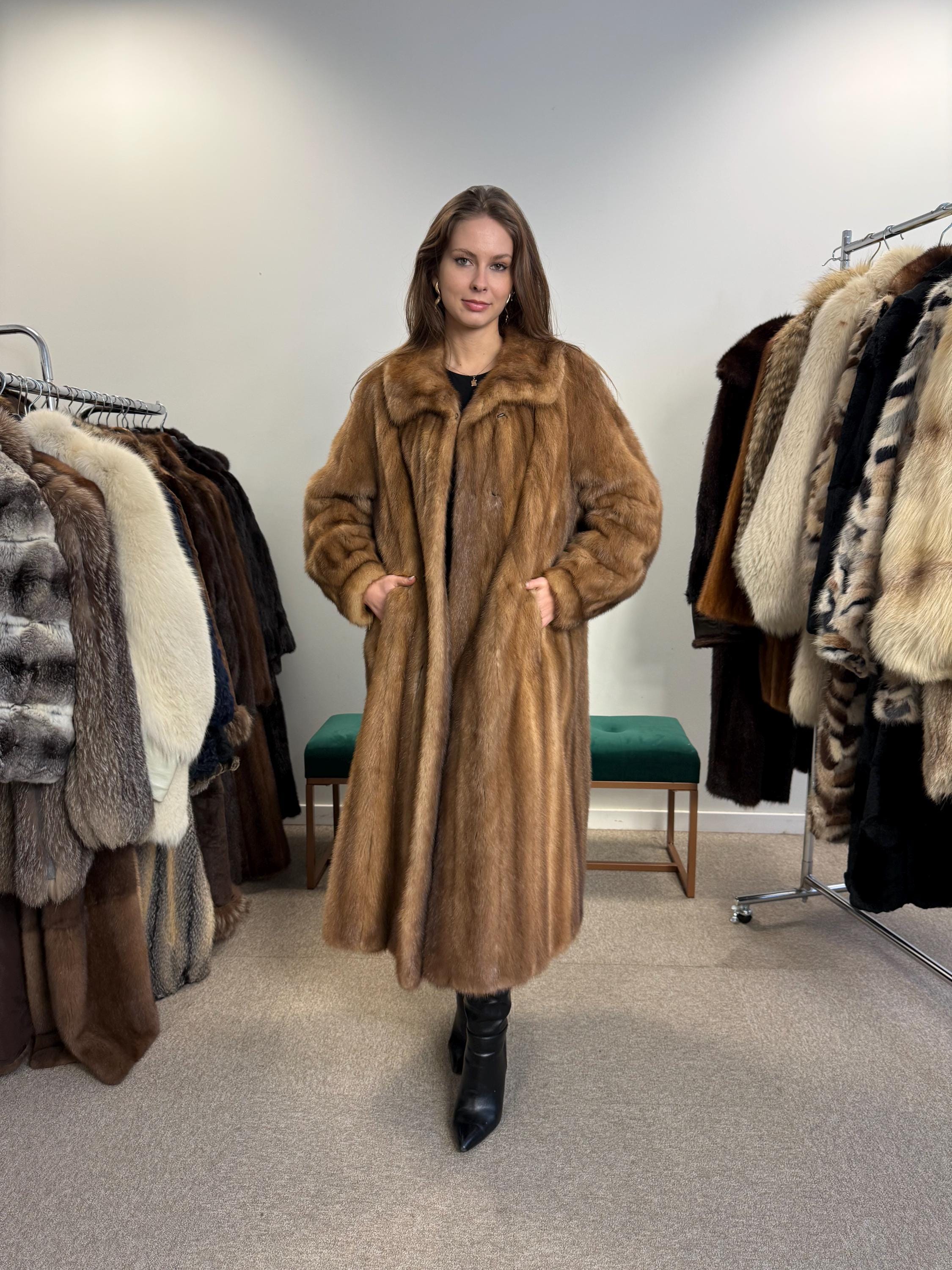 Pastel Mink Fur Coat, XL Size, Women's Fur Coat, Long Pastel Mink Coat, Light Luxury Fur Coat, Full-Length Mink Coat, Pastel Mink, Real Fur