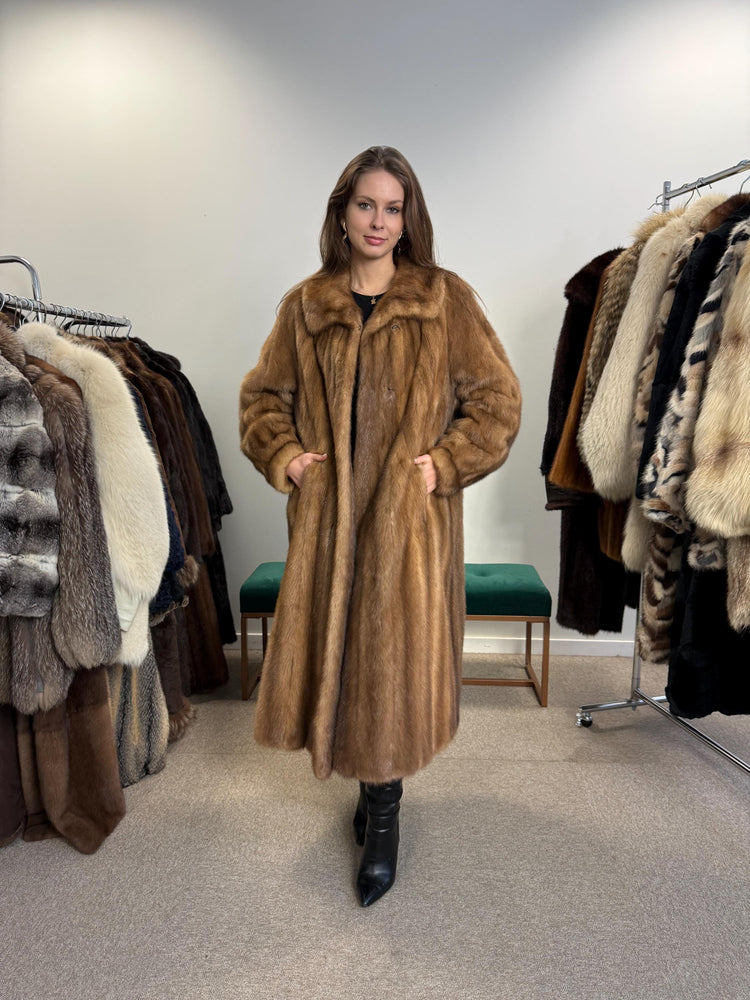 Pastel Mink Fur Coat, XL Size, Women's Fur Coat, Long Pastel Mink Coat, Light Luxury Fur Coat, Full-Length Mink Coat, Pastel Mink, Real Fur