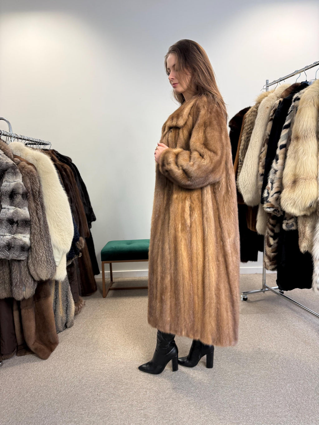 Pastel Mink Fur Coat, XL Size, Women's Fur Coat, Long Pastel Mink Coat, Light Luxury Fur Coat, Full-Length Mink Coat, Pastel Mink, Real Fur