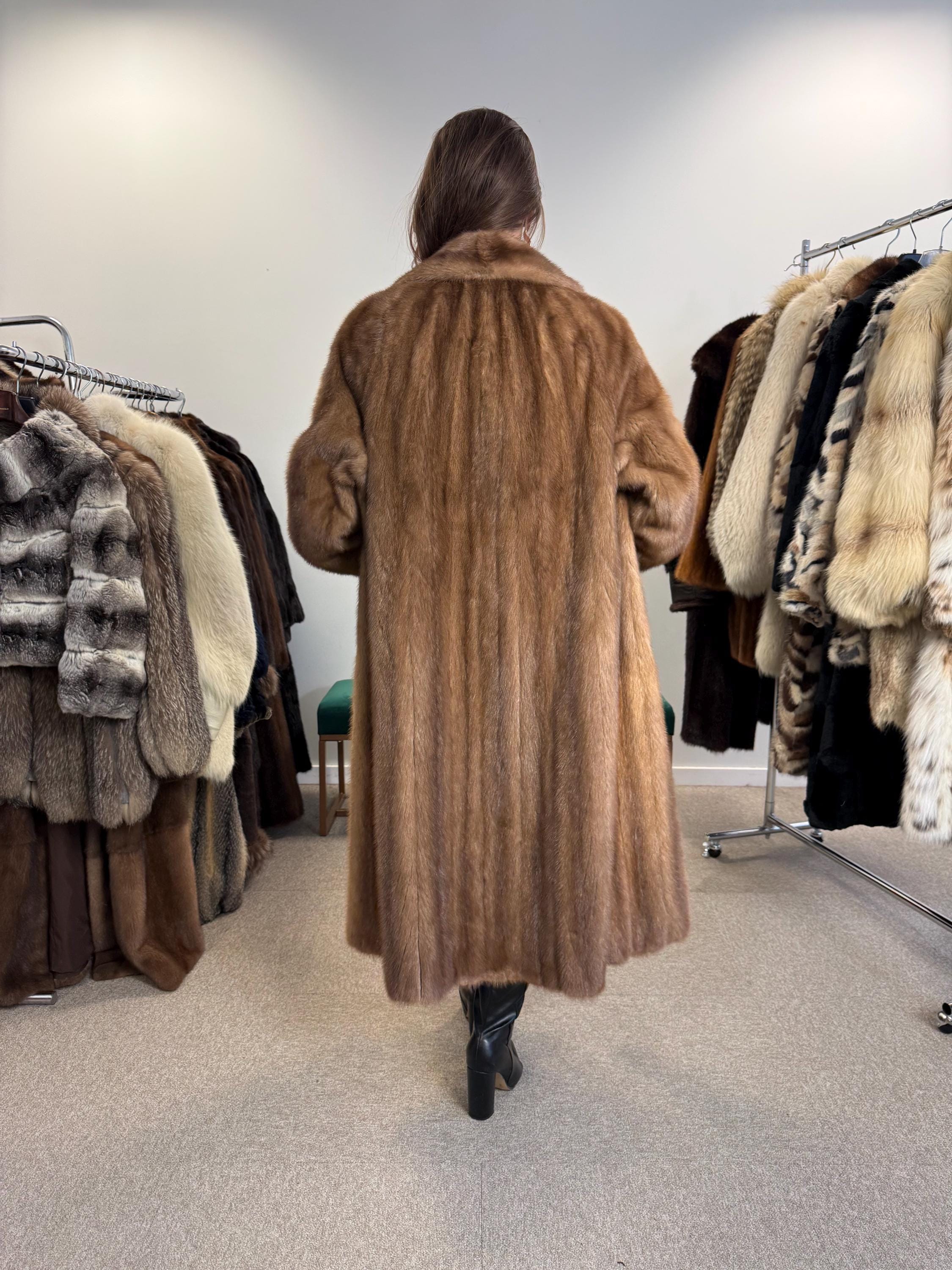 Pastel Mink Fur Coat, XL Size, Women's Fur Coat, Long Pastel Mink Coat, Light Luxury Fur Coat, Full-Length Mink Coat, Pastel Mink, Real Fur