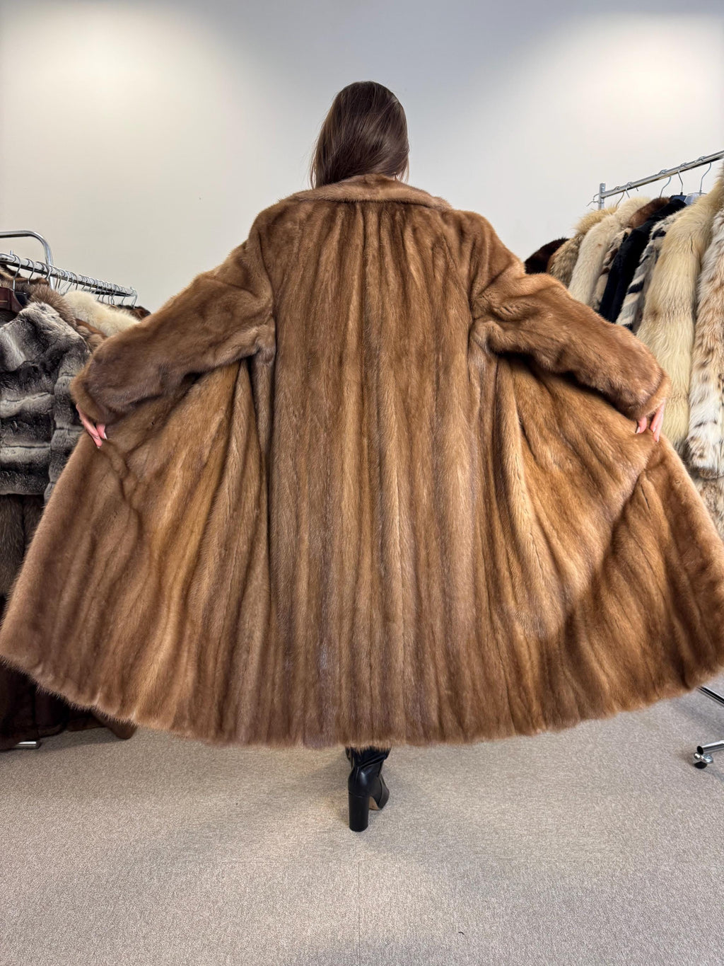 Pastel Mink Fur Coat, XL Size, Women's Fur Coat, Long Pastel Mink Coat, Light Luxury Fur Coat, Full-Length Mink Coat, Pastel Mink, Real Fur