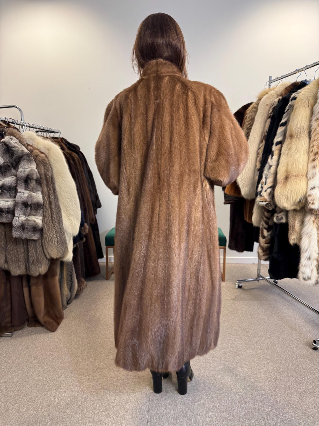 Long Pastel Mink Fur Coat, XL Size, Women's Fur Coat, Full-Length Mink Coat, Pastel Mink, Real Fur, Pastel Mink Coat, Light Luxury Fur Coat