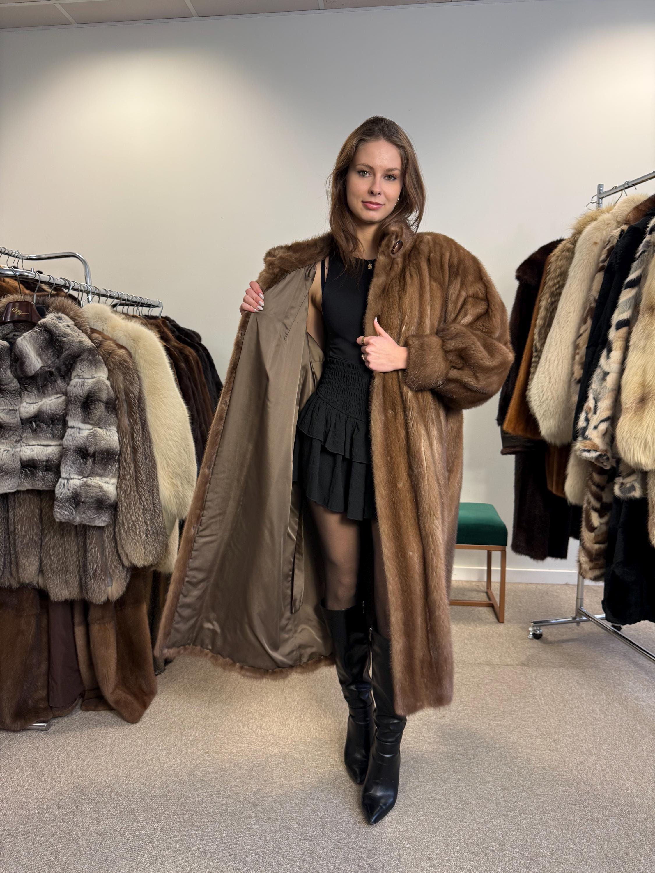 Long Pastel Mink Fur Coat, XL Size, Women's Fur Coat, Full-Length Mink Coat, Pastel Mink, Real Fur, Pastel Mink Coat, Light Luxury Fur Coat