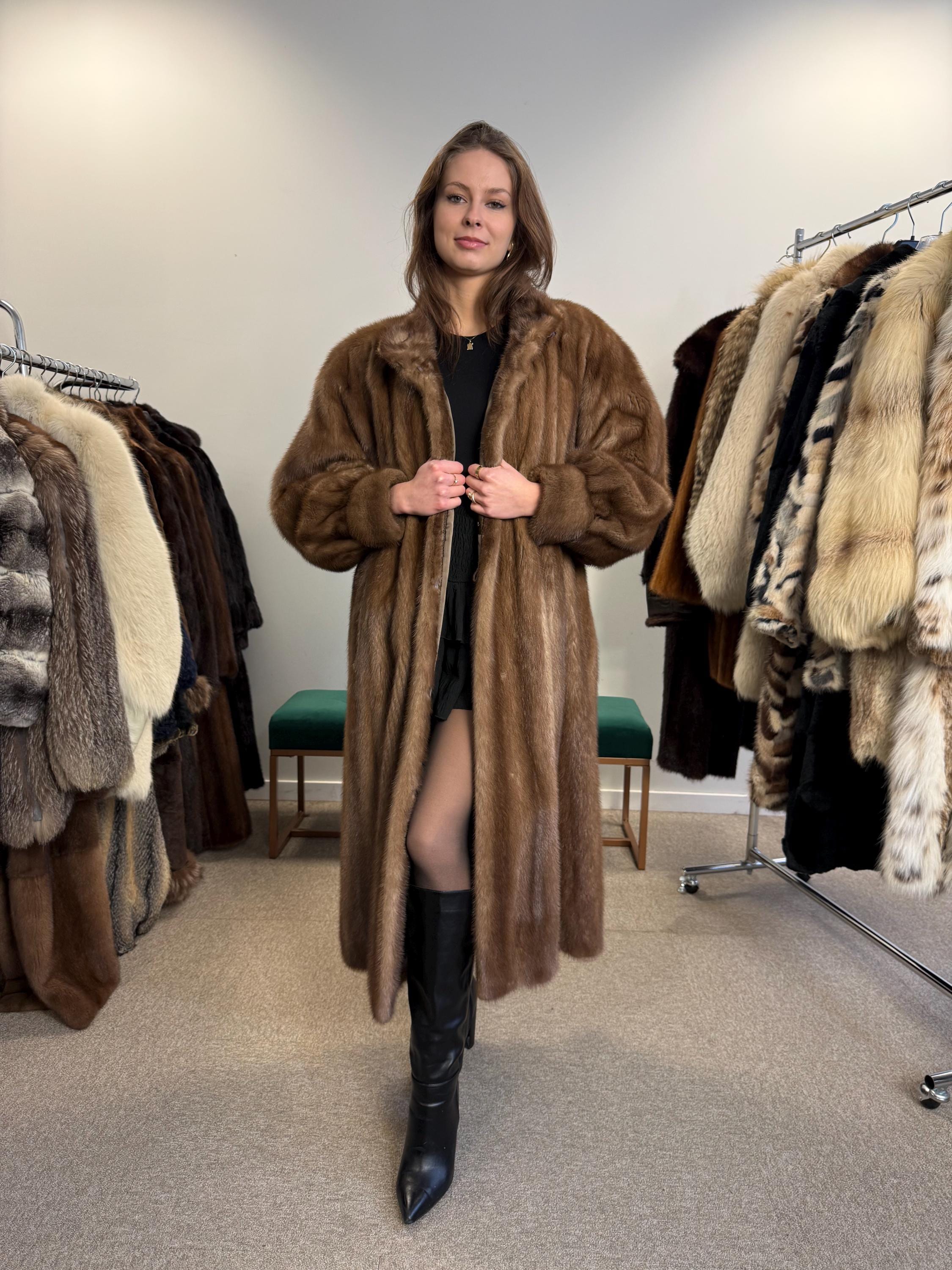 Long Pastel Mink Fur Coat, XL Size, Women's Fur Coat, Full-Length Mink Coat, Pastel Mink, Real Fur, Pastel Mink Coat, Light Luxury Fur Coat