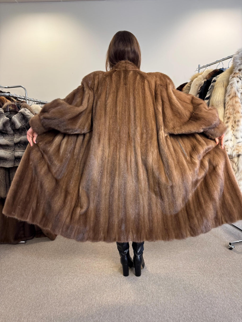 Long Pastel Mink Fur Coat, XL Size, Women's Fur Coat, Full-Length Mink Coat, Pastel Mink, Real Fur, Pastel Mink Coat, Light Luxury Fur Coat
