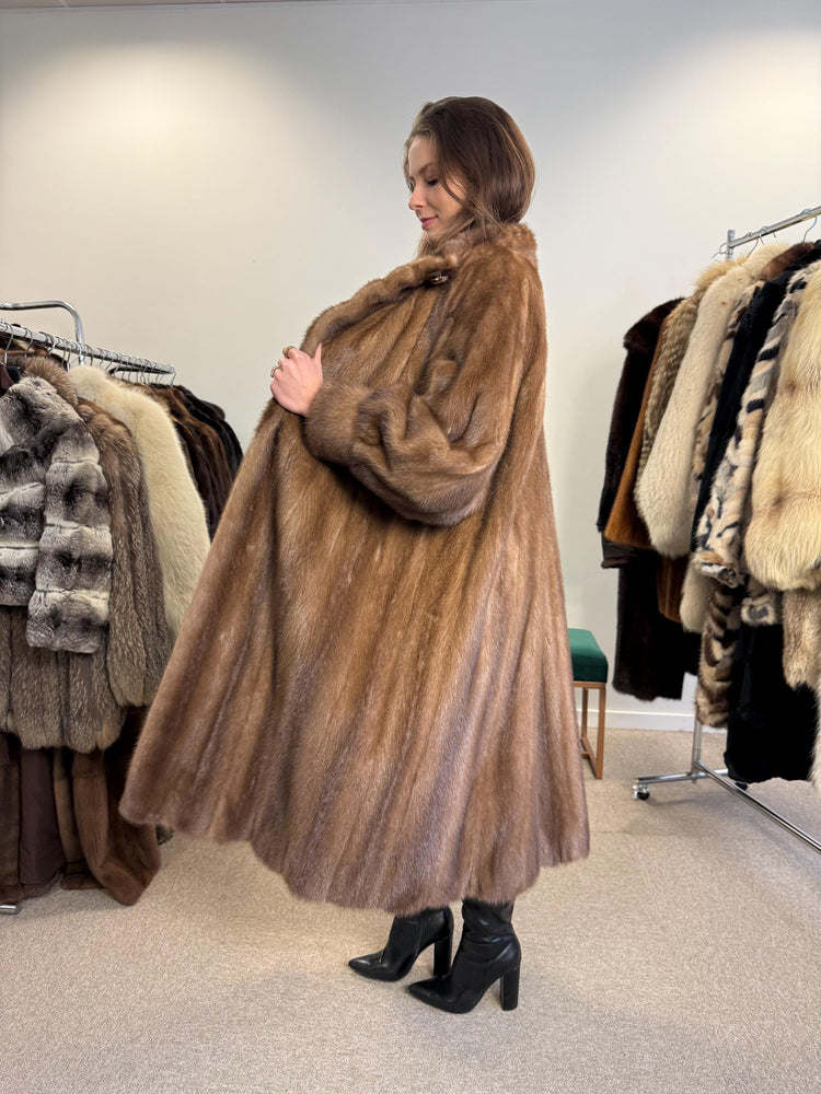 Long Pastel Mink Fur Coat, XL Size, Women's Fur Coat, Full-Length Mink Coat, Pastel Mink, Real Fur, Pastel Mink Coat, Light Luxury Fur Coat