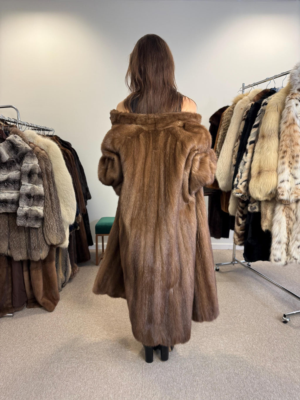 Long Pastel Mink Fur Coat, XL Size, Women's Fur Coat, Full-Length Mink Coat, Pastel Mink, Real Fur, Pastel Mink Coat, Light Luxury Fur Coat