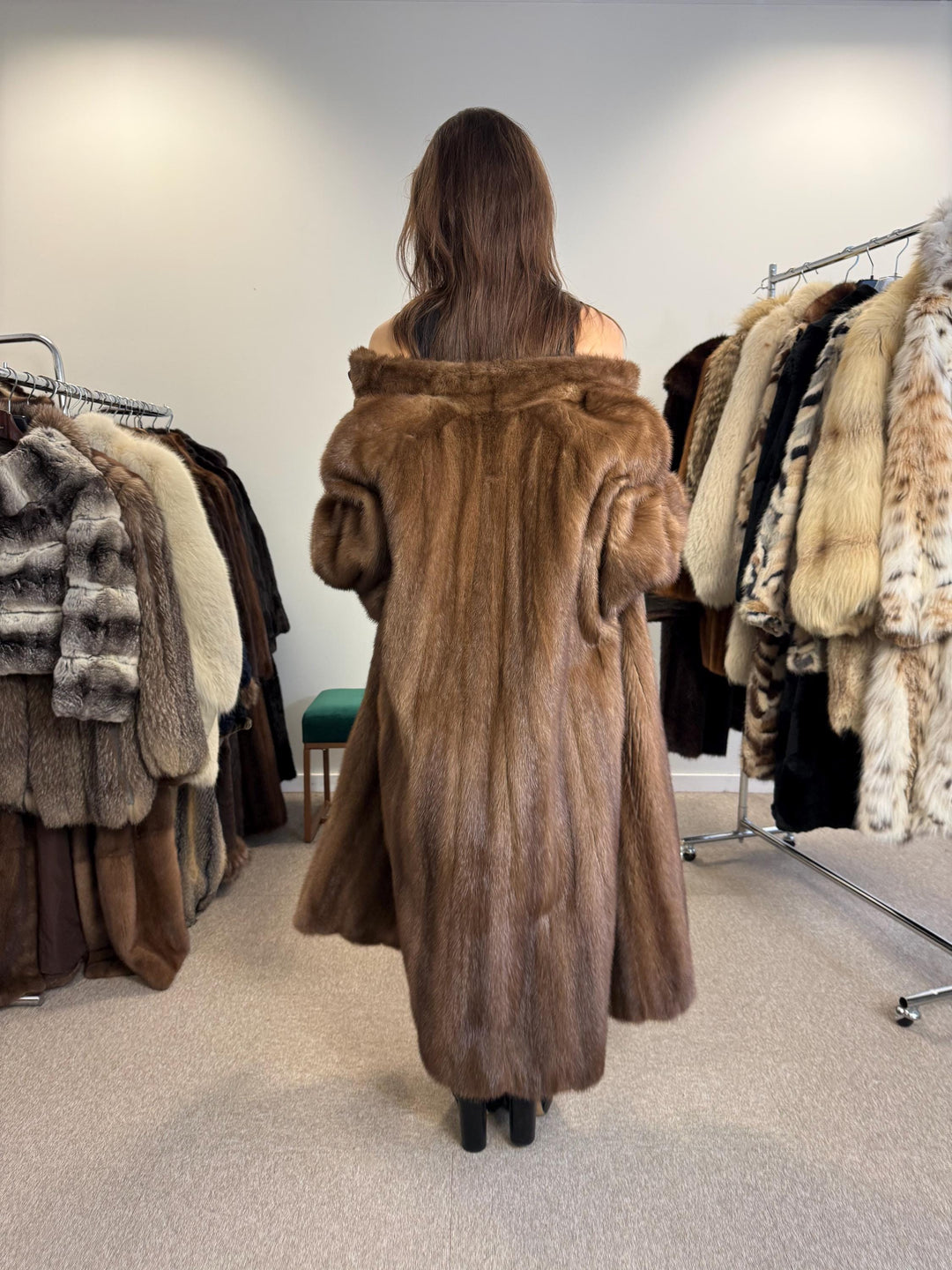 Long Pastel Mink Fur Coat, XL Size, Women's Fur Coat, Full-Length Mink Coat, Pastel Mink, Real Fur, Pastel Mink Coat, Light Luxury Fur Coat