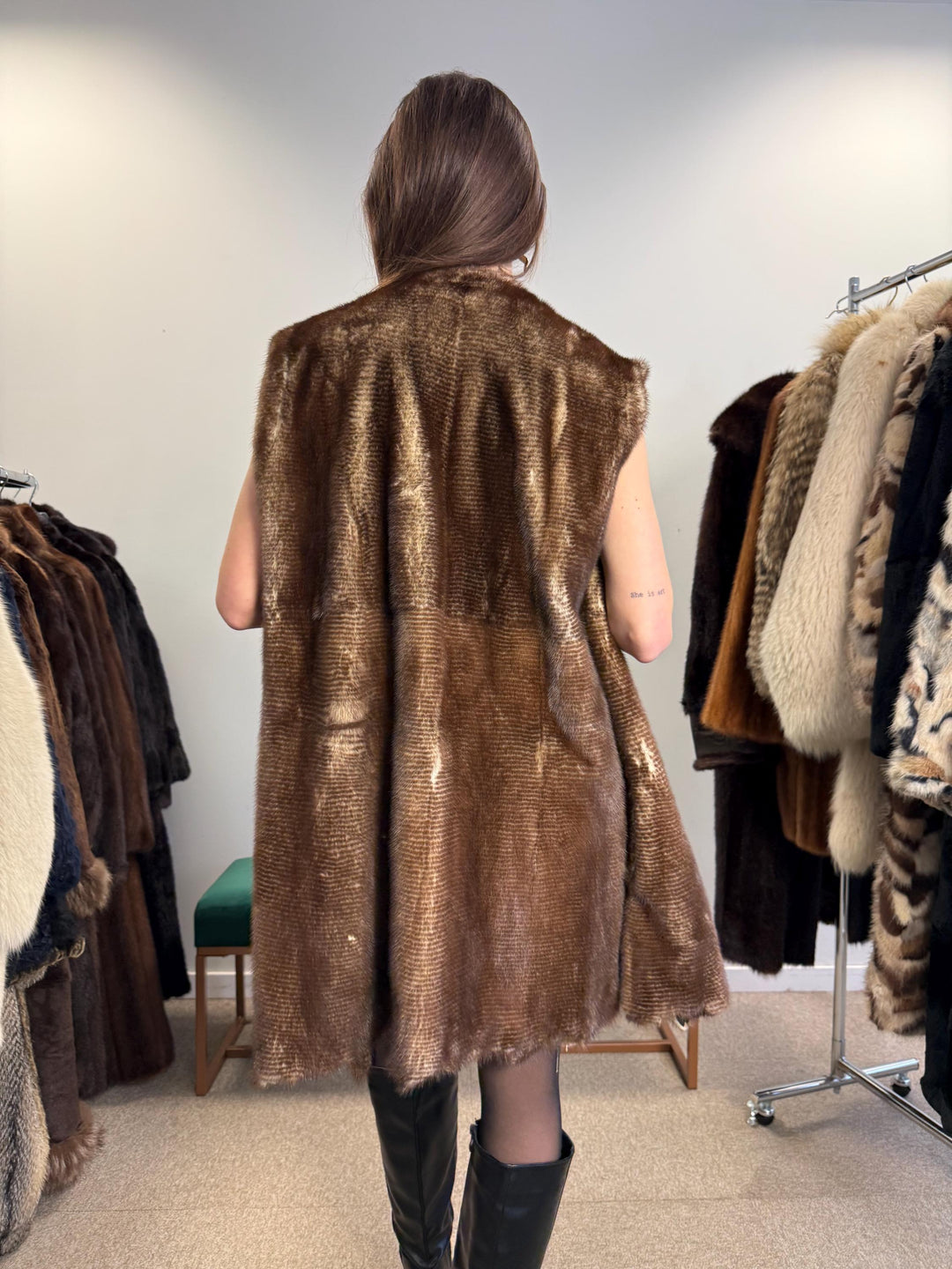 Luxury Mink Vest, XL Size, Mink Leather Vest, Real Fur Vest, Brown Mink Fur, Vintage Fur Vest, Real Mink Vest, Thick Mink Fur Vest, Mink Fur