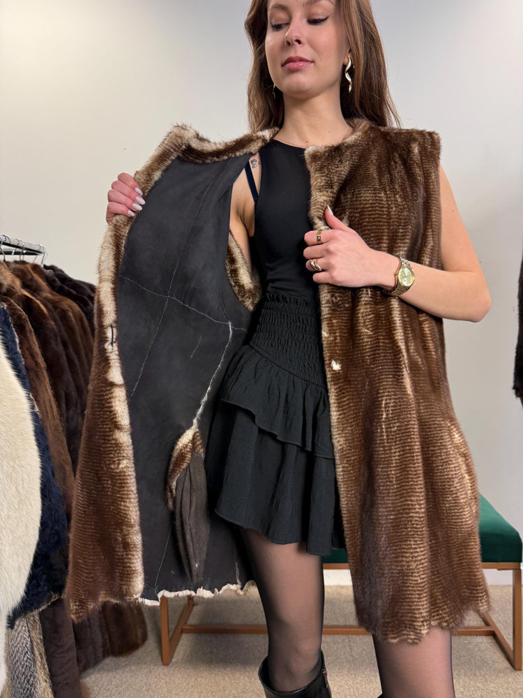 Luxury Mink Vest, XL Size, Mink Leather Vest, Real Fur Vest, Brown Mink Fur, Vintage Fur Vest, Real Mink Vest, Thick Mink Fur Vest, Mink Fur