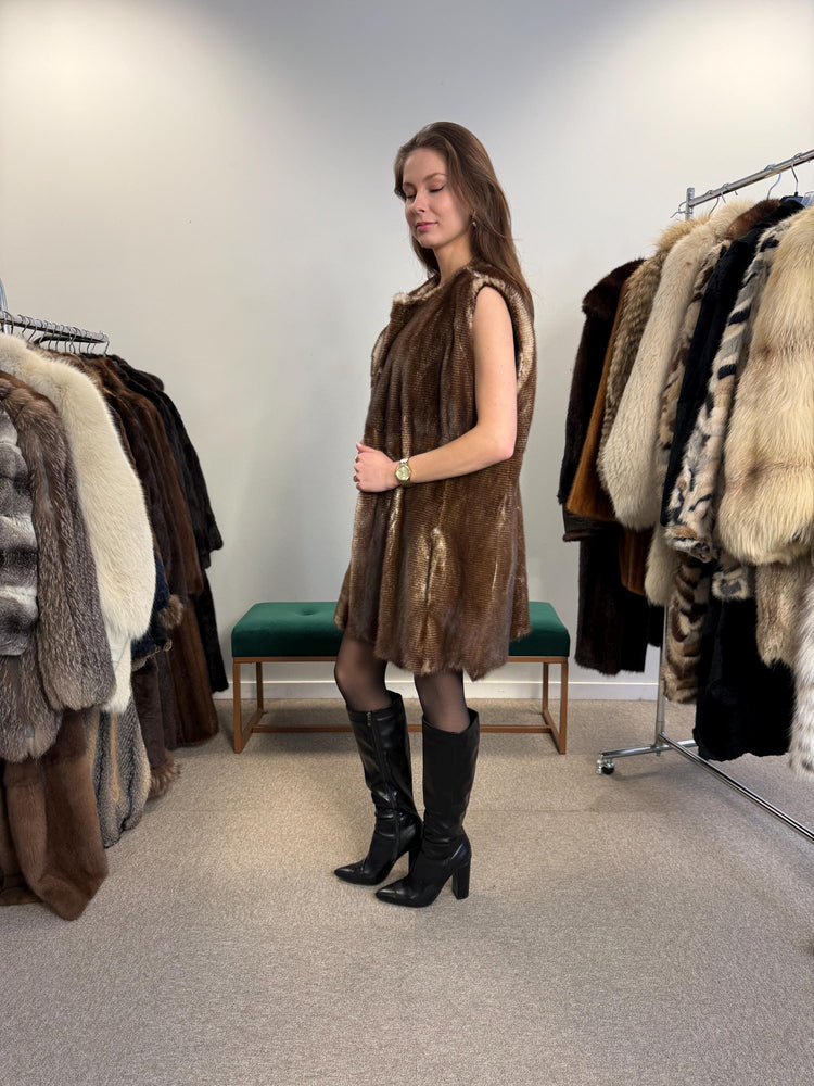 Luxury Mink Vest, XL Size, Mink Leather Vest, Real Fur Vest, Brown Mink Fur, Vintage Fur Vest, Real Mink Vest, Thick Mink Fur Vest, Mink Fur